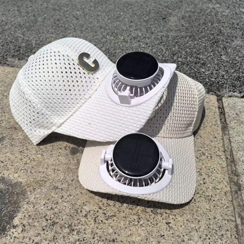 New Solar-Powered Charging Fan Cap Summer Extended Brim Mesh Breathable UV Protection Outdoor Hat Sun-Protective Baseball Cap