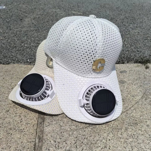 New Solar-Powered Charging Fan Cap Summer Extended Brim Mesh Breathable UV Protection Outdoor Hat Sun-Protective Baseball Cap